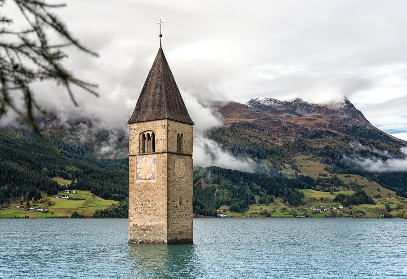 Lake Reschen Bell Tower, South Tyrol, Italy