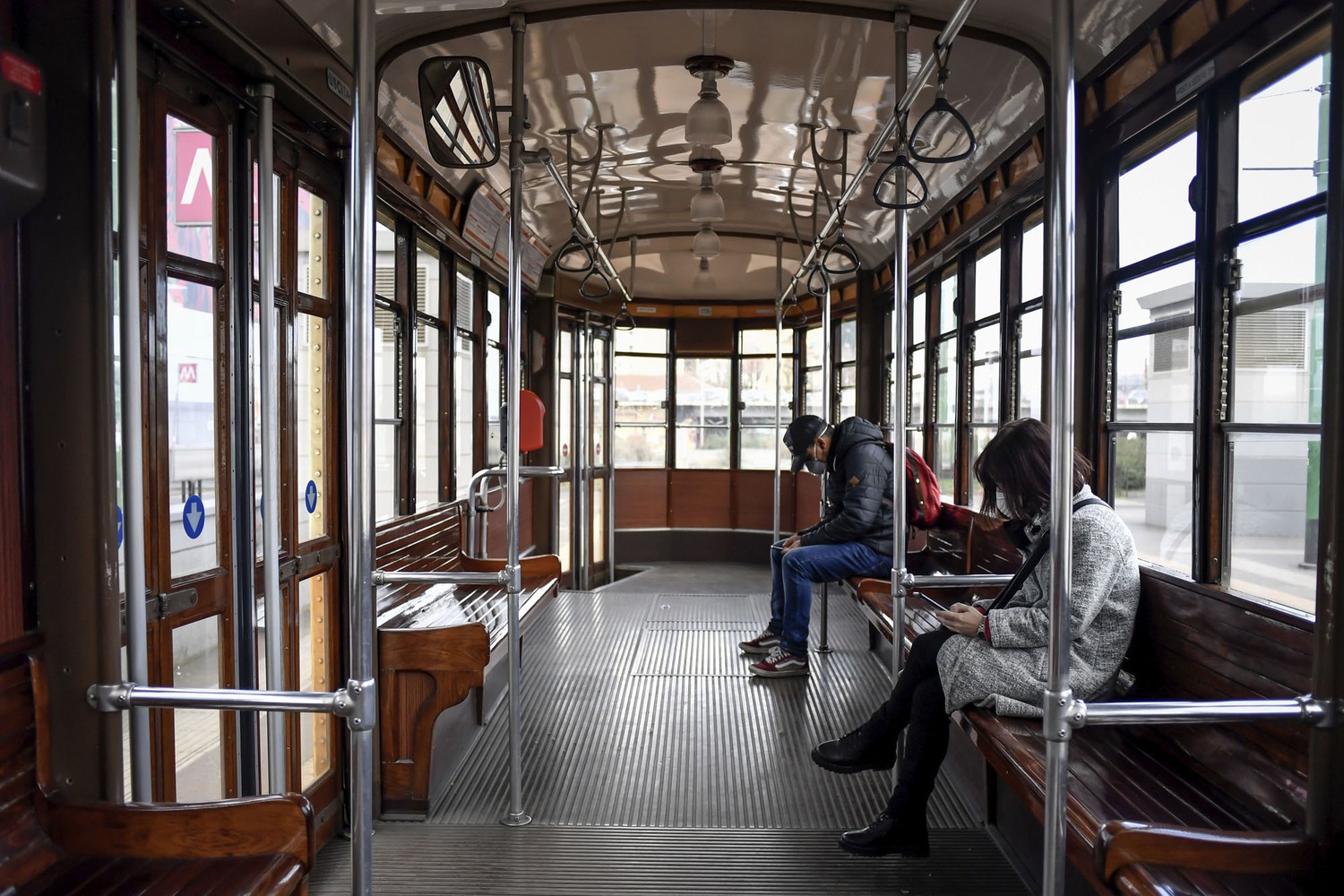 Empty Tram In Milan, Italy