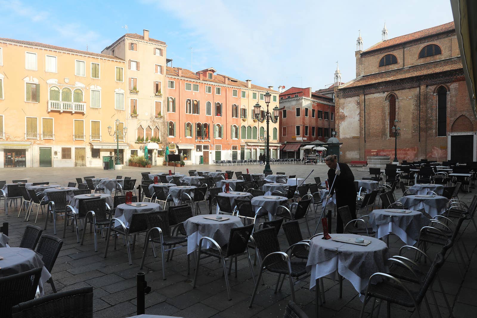 Empty Cafe In Piazza, Venice, Italy