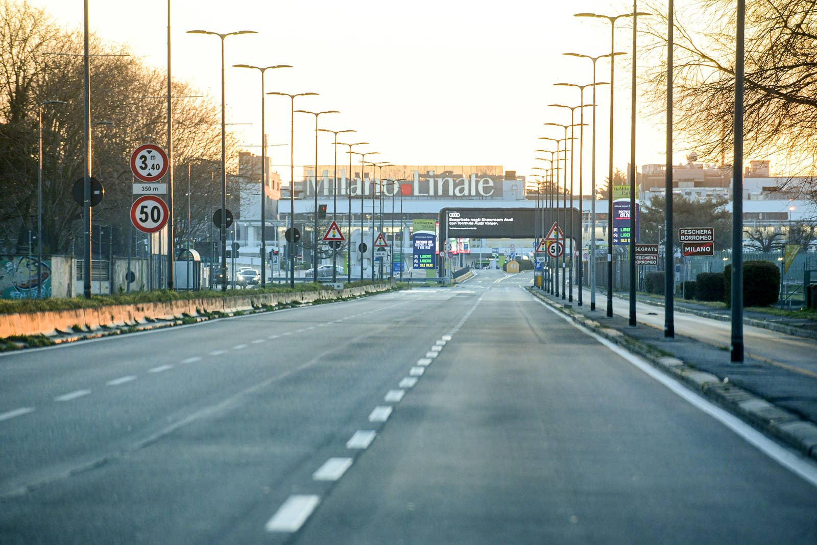 Empty Road To Linate Airport, Milan, Italy