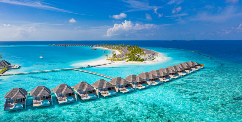 Maldives,Paradise,Scenery.,Tropical,Aerial,Landscape,,Seascape,With,Long,Jetty,